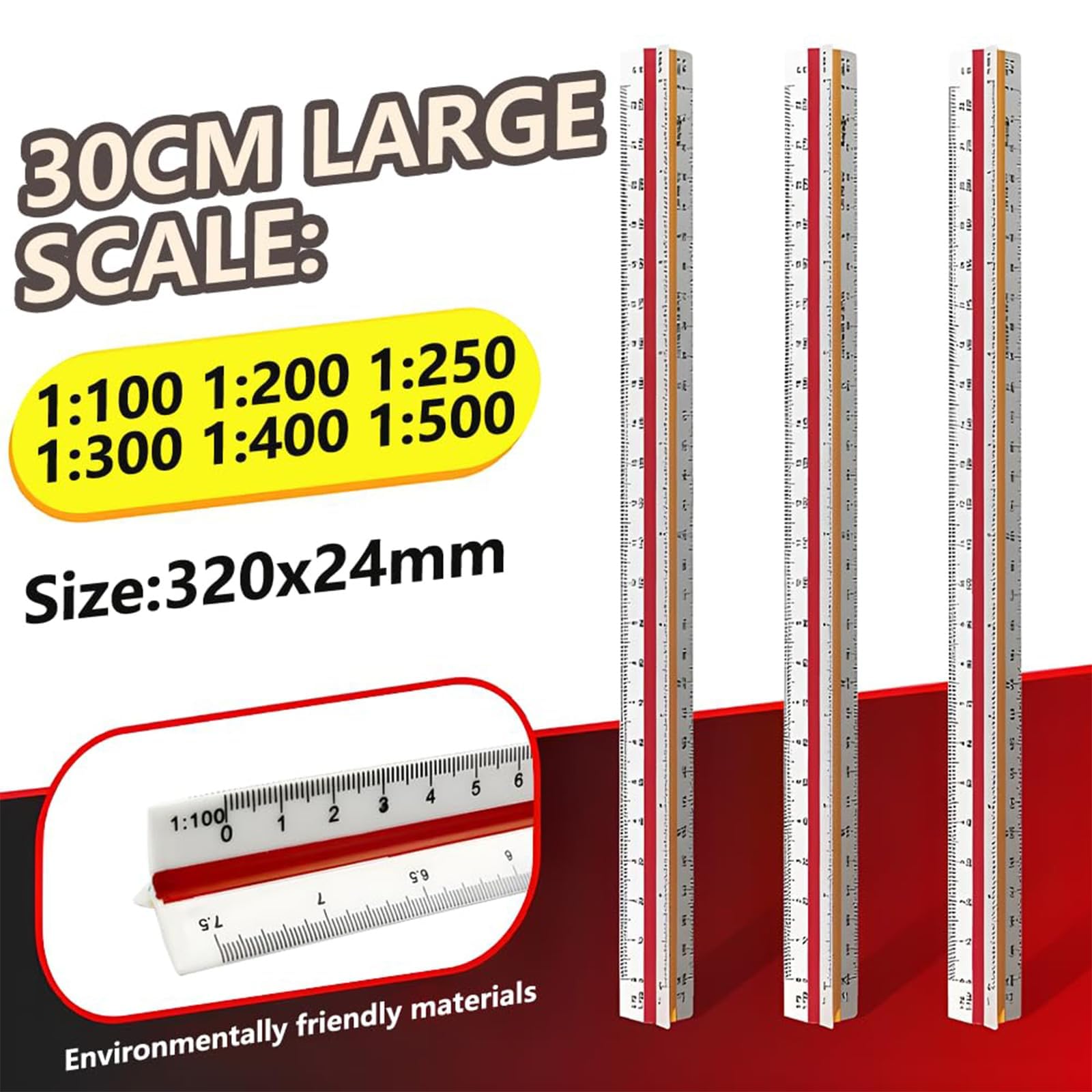 Pyramid Ruler Scale Scale Ruler MaPinKa Architectural Triangular , Laser-Etched Best ...