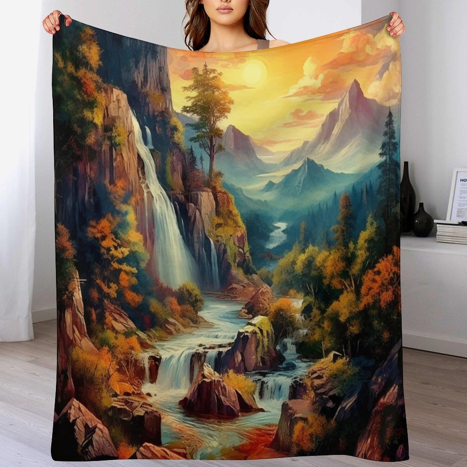 Plaid canapé 130x180cm en flanelle douce et chaude WaterAutomne pour chambre