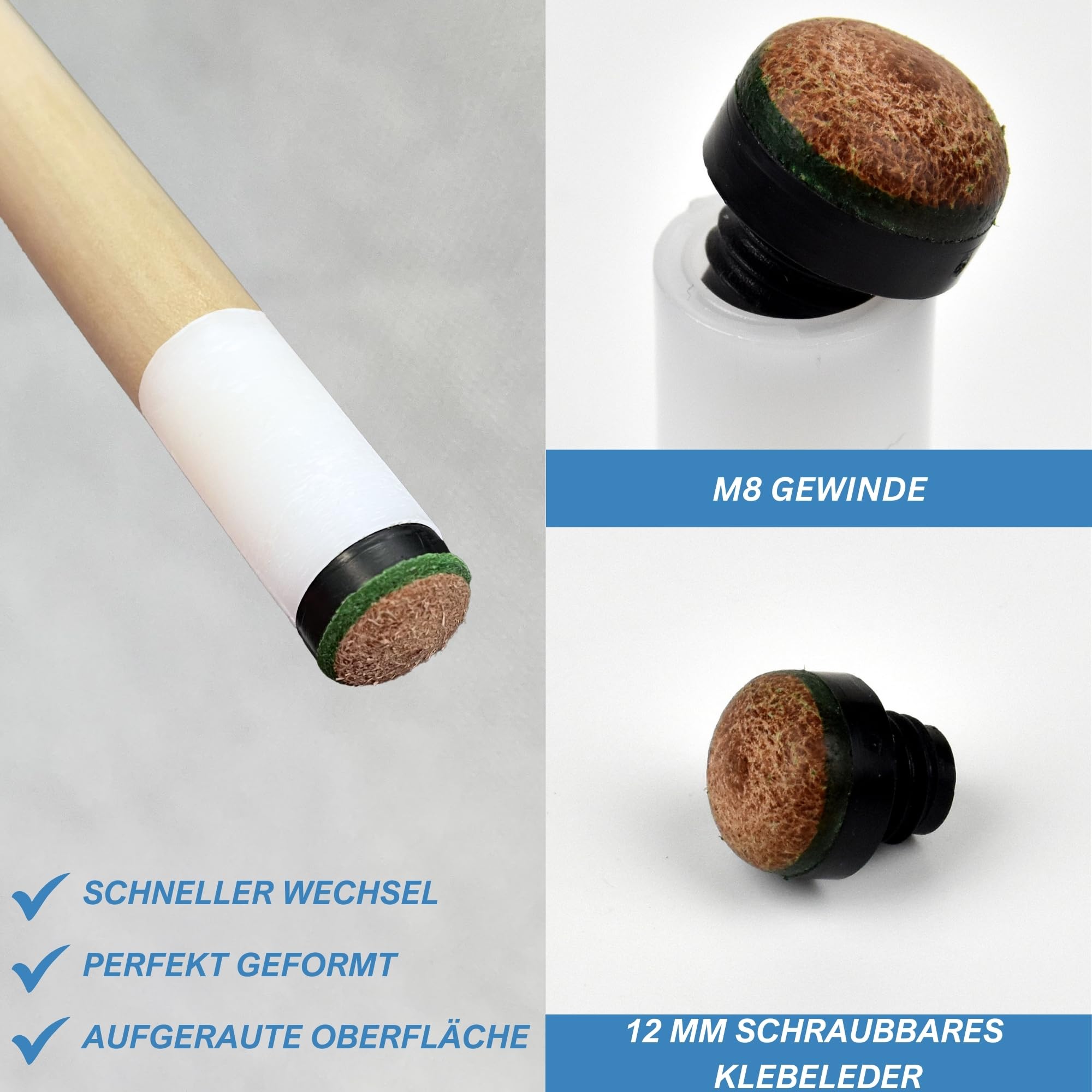Winsport einteiliger Billard Queue ECO, robuster Pool Cue, 90 cm 100 cm 110 cm 120 cm 130 cm 140 cm, 12mm Schraubleder Spitze,Kinder und Erwachsene,Billardqueue für Gastronomie und Jugendeinrichtungen