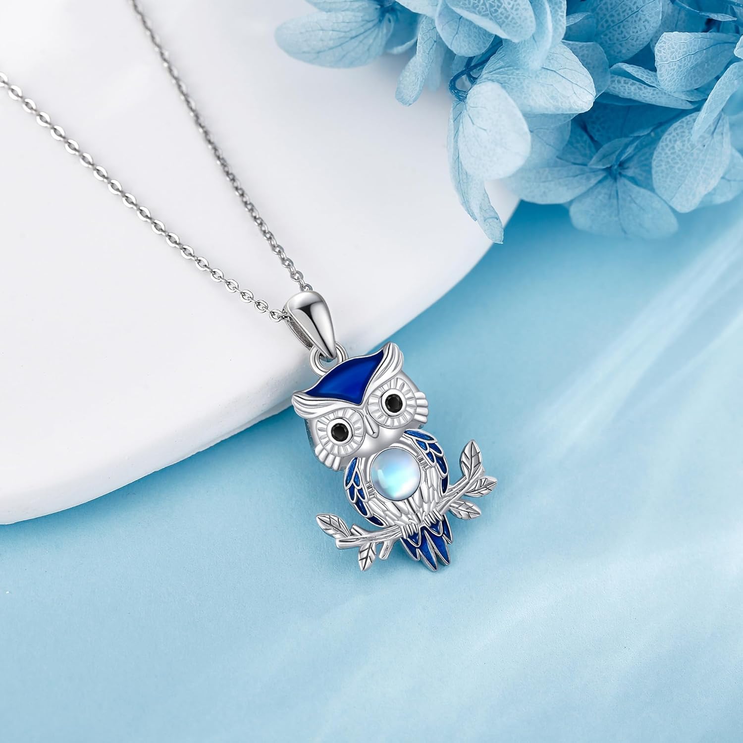 YAFEINI Owl Necklace 925 Sterling Silver Moonstone Pendant Necklace Owl Jewelry Bird Necklace Gifts for Women - Image 4