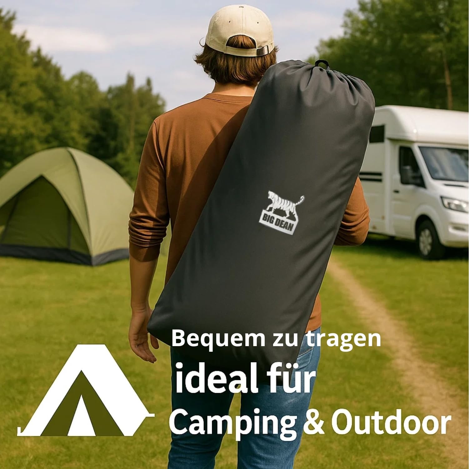 BigDean Campingstuhl faltbar 2 Personen bis 300kg gepolstert Camping Sofa | faltbar, Seitentasche, hochwertiges Campingsofa inkl. Tragetasche