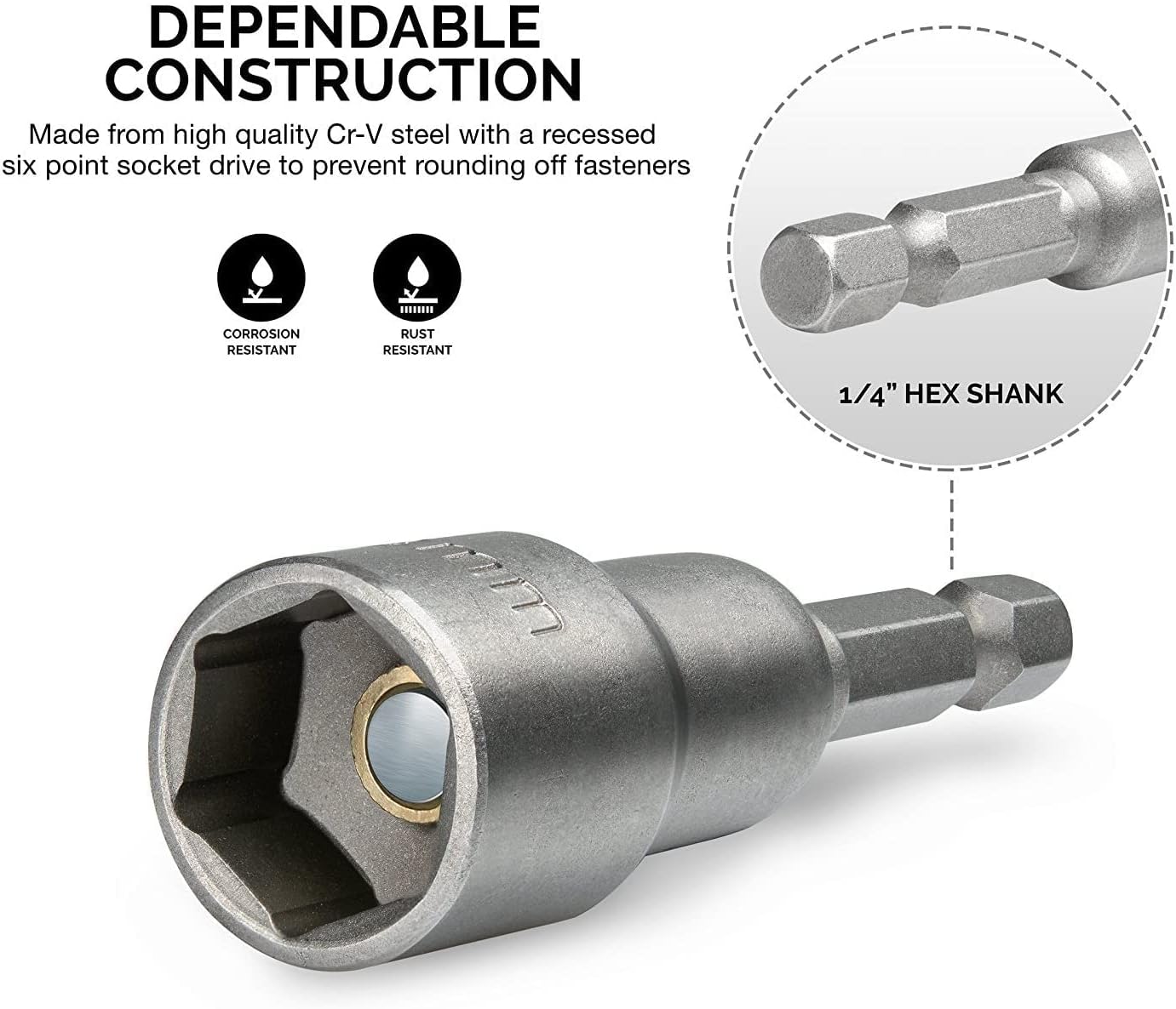 Utoolmart 1/4" Quick-Change Hex Shank, 19mm Magnetic Nut Setter Driver Drill Bit, Metric, Length: 65mm