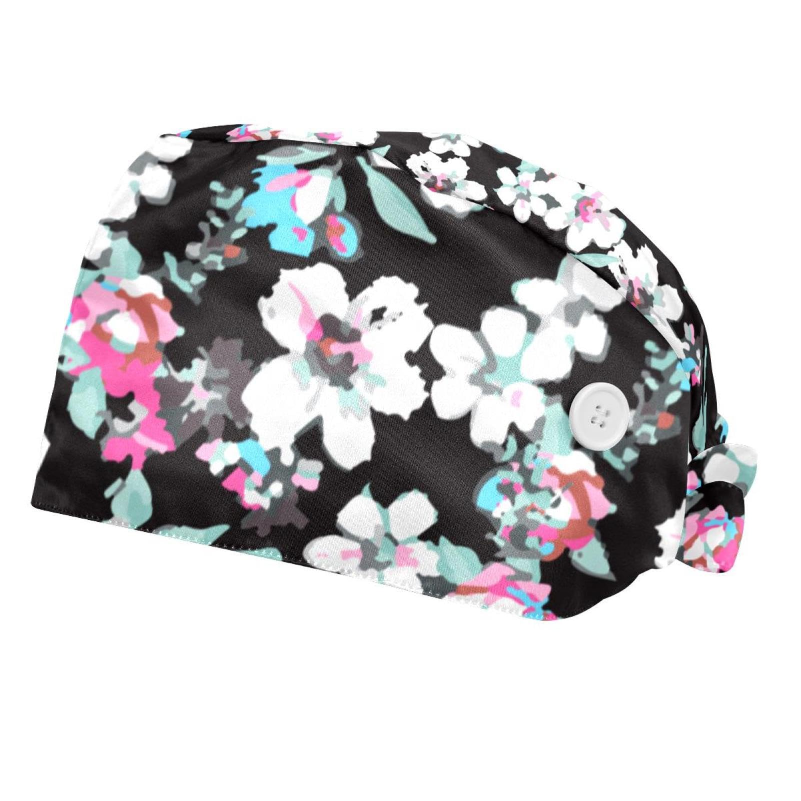 Color Flower Sweat Wicking Doo Rag Beanie Cooling Helmet Liner Bandana Chemo Hat for Men and Women