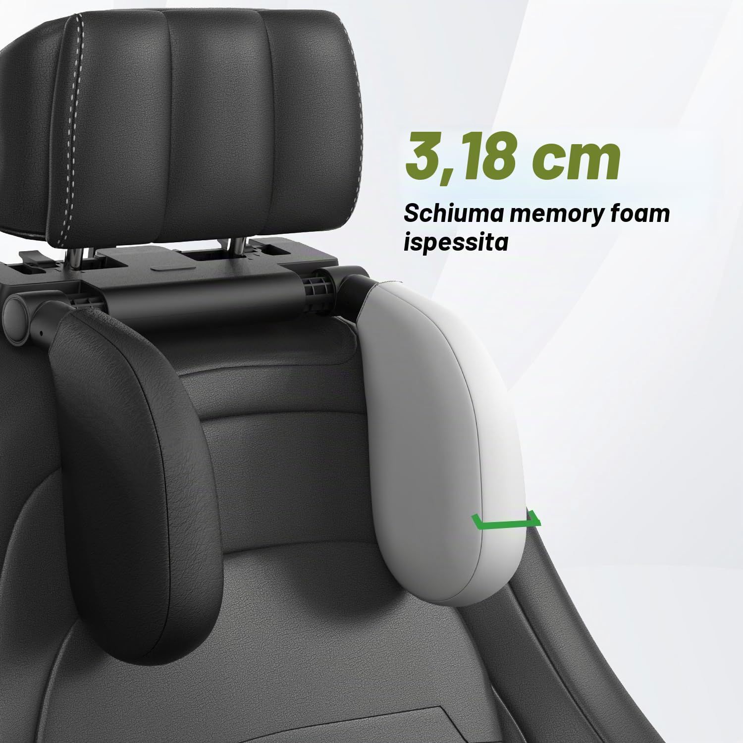 Poggiatesta auto per bambini, poggiatesta auto, in pelle traspirante, regolabile a 180 gradi, per auto, per bambini, adulti, ideale per dormire durante lunghi viaggi (nero)