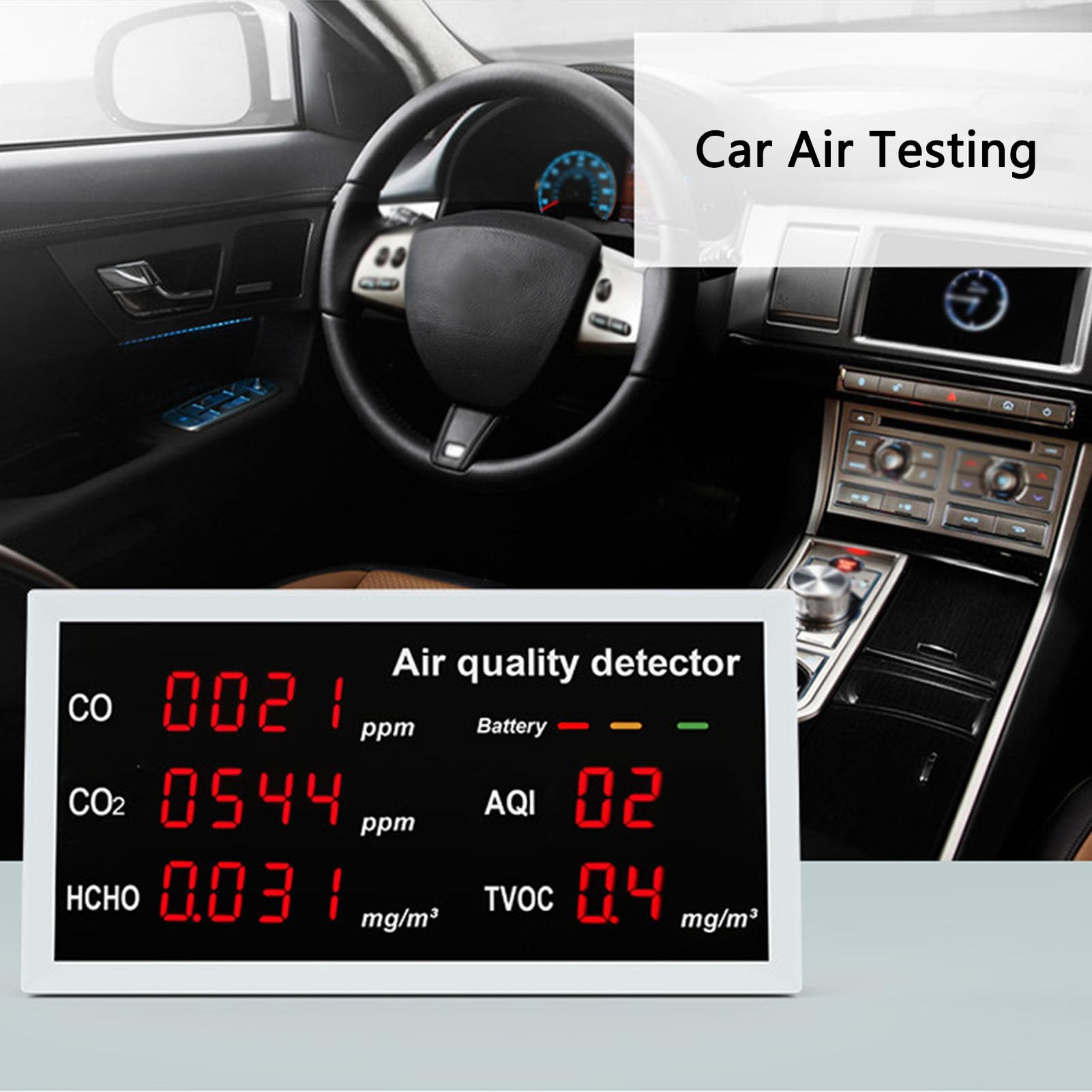 WiFi air quality monitor PM2.5, PM10, HCHO, organic contaminants, CO, CO2, multi-function monitor