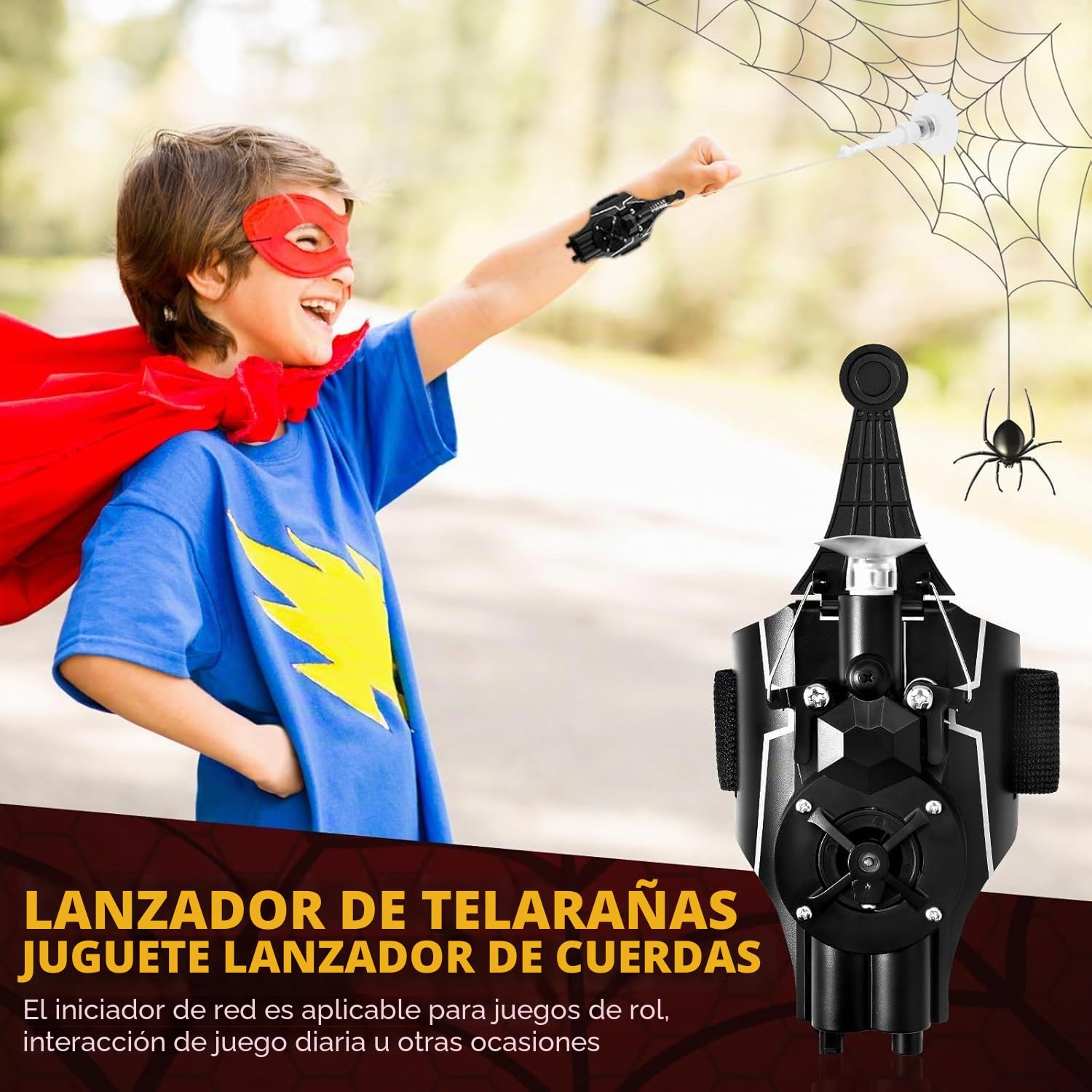 Towwoo Tirador de Telarañas, Lanzador de Araña Negra, Spiderman Toy Brazales Eléctricos Web Shooter Launcher, Spider Man Web Shooters Cosplay Decorativo, Lanza Telarañas Spiderman