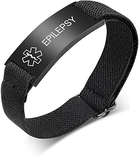 Personalized Medical Alert Bracelet for Men - Customized Elastic Strap Stainless Steel ID Bracelets Engraved Medic Info, Emergency Awareness Medic ID Bracelet for Autism Allergy Diabetic Epilepsy