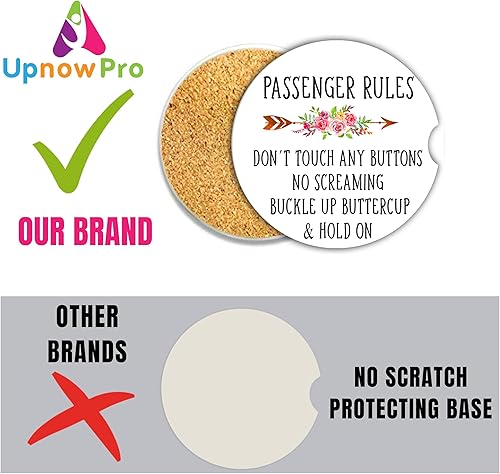 Miniatura 6 de Divertidos posavasos de automóvil para portavasos  Decoración de flores, posavasos de cerámica absorbente para auto, paquete de 2 unidades,