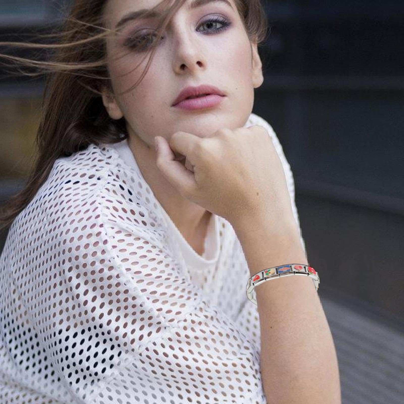 Dije de pulsera con dijes italianos,Dije de pulsera italiano | Dije intercambiable con eslabones de pulsera de acero inoxidable,Pulseras con dijes de eslabones de 1 cm para eslabones de pulsera con di