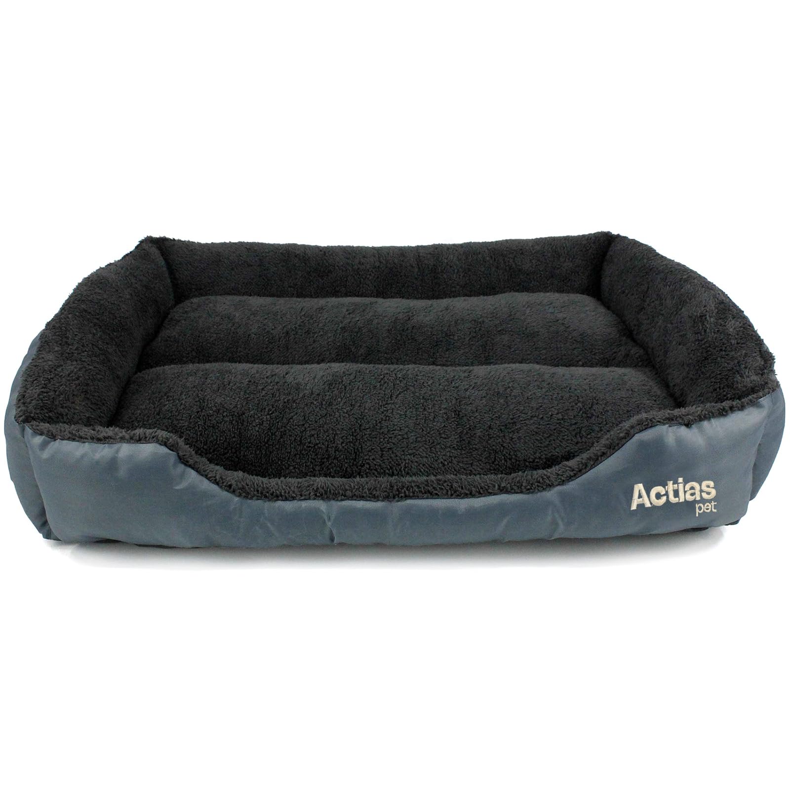 Actiaspet - Soft Washable Dog & Cat Bed | Cozy Faux Fur Fleece Cushion Basket for Pets & Puppies (Grey, Extra Large) โ image 1