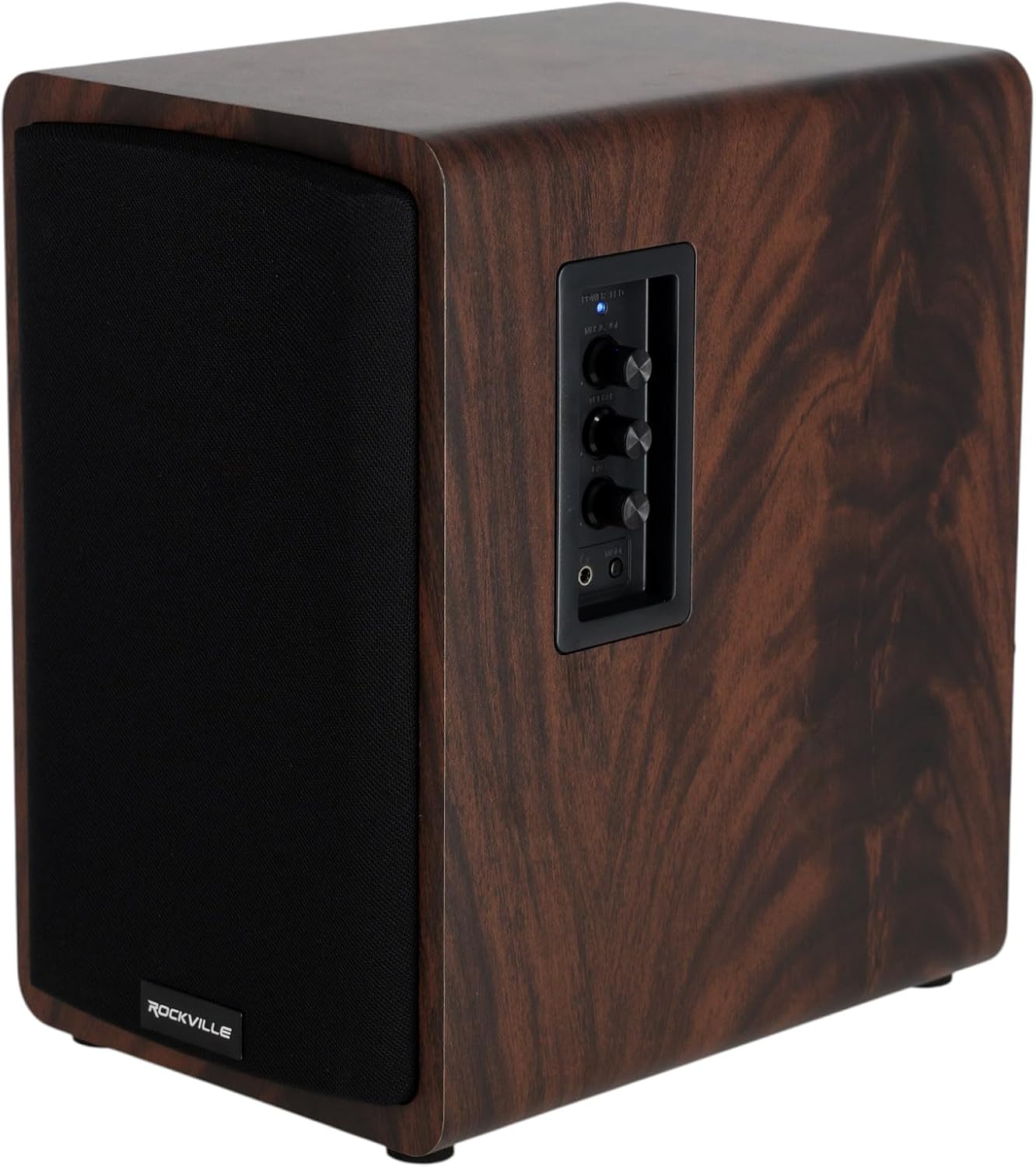 Rockville ELITE-5D Bluetooth Bookshelf Speakers – 800W, 5.25" Drivers, Optical & USB Inputs, Dual Mic Inputs, Dark Wood Finish