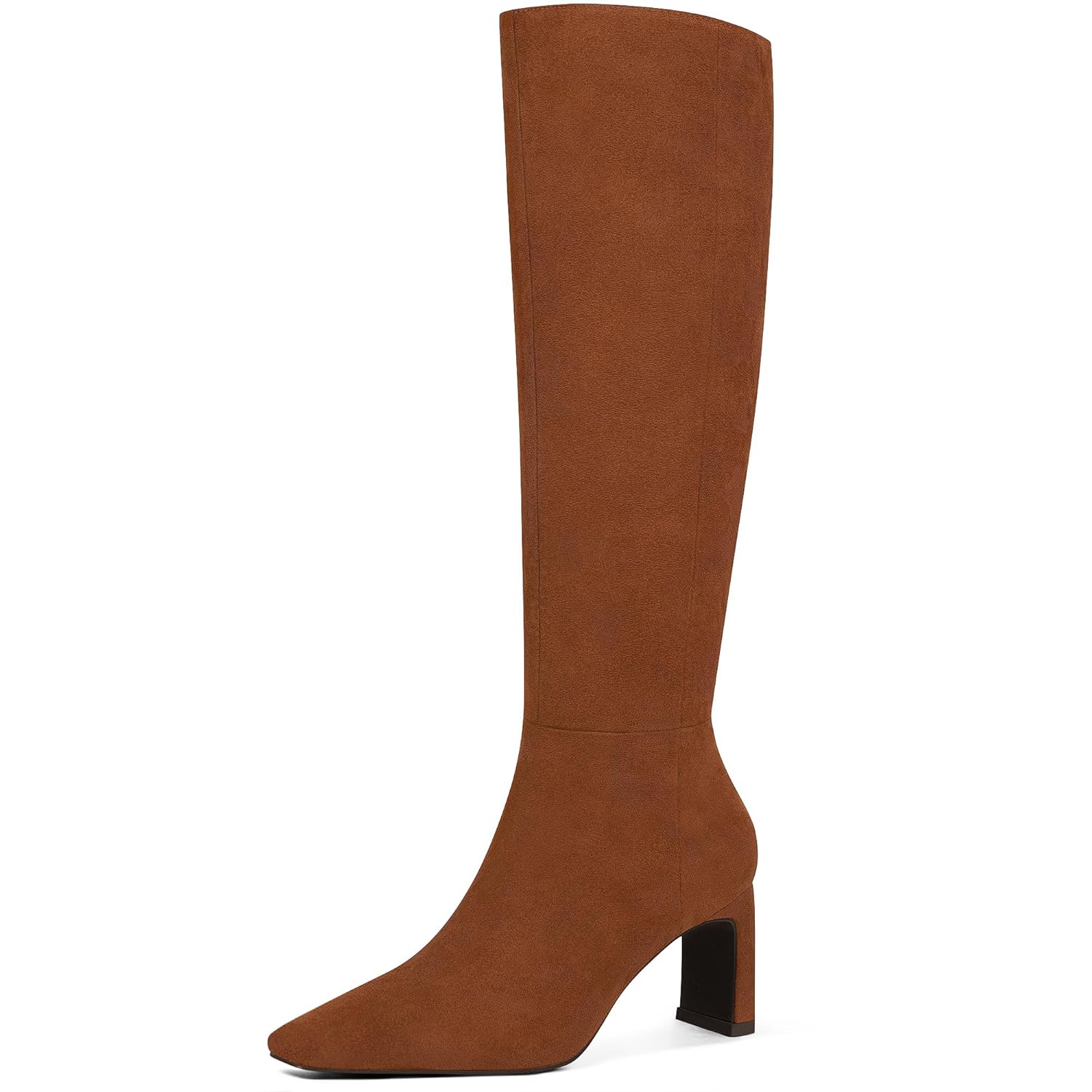 MUCCCUTE Knee High Boots for Women Chunky Heel Square Toe with Side Zipper Pull On Tall Fall Botas