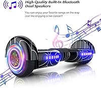 Vista 7 de Hoverboard con patrón de araña para niños de 6 a 12 años, con altavoz Bluetooth y luces LED, tabla deslizante de 6.5 pulgadas, certificado de Negro
