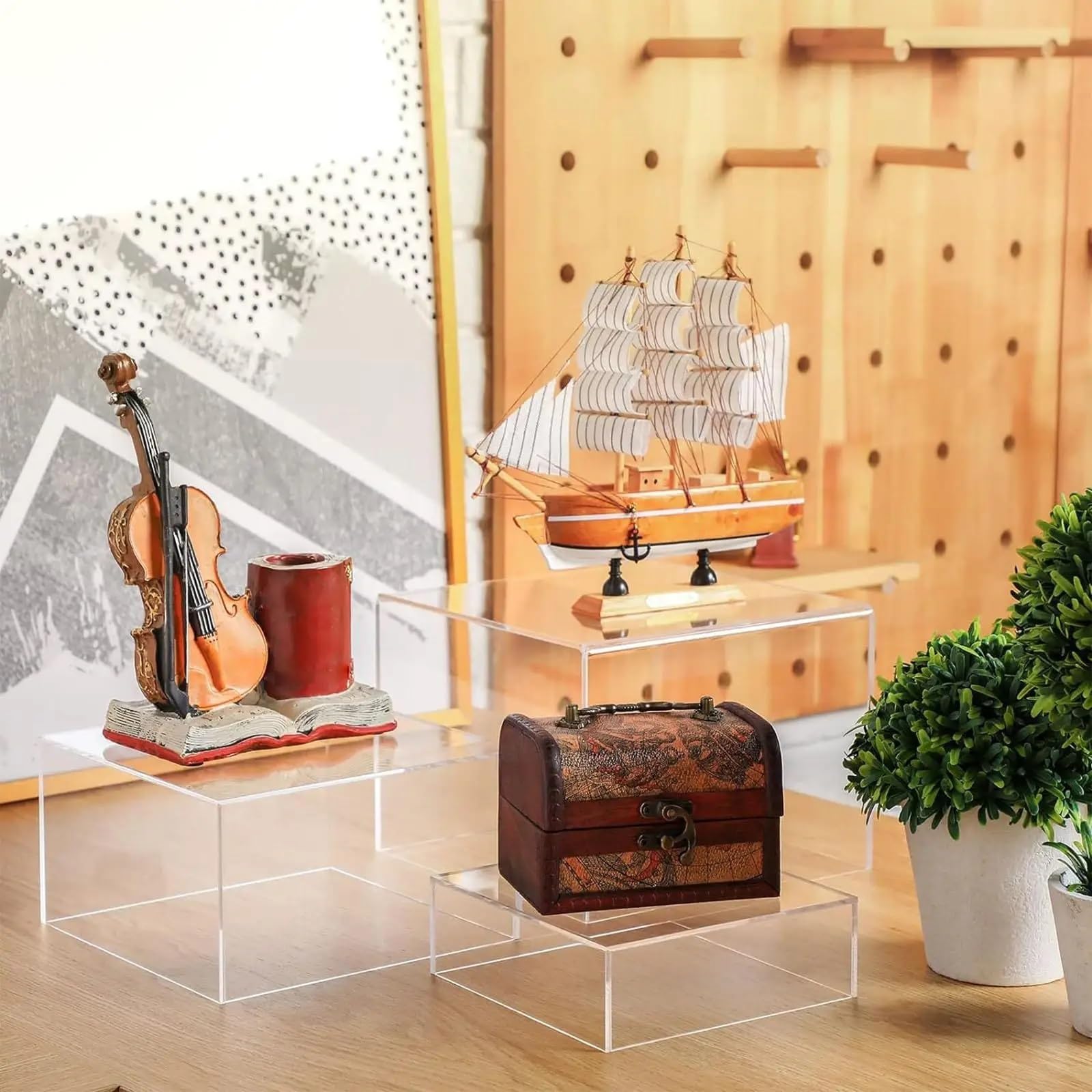 3/4 piezas de elevador de buffet, expositor de buffet, cubo blanco de 5 lados, suministros de catering, soportes for pasteles, elevador de cubo for comida, postre, catering para Buffet(3Pcs White)