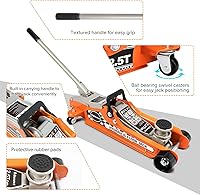 Vista 4 de Donext gato de piso de perfil bajo de 2.5 toneladas para carreras, construcción de acero de alta resistencia, rango de elevación 8.51 cm-36 cm