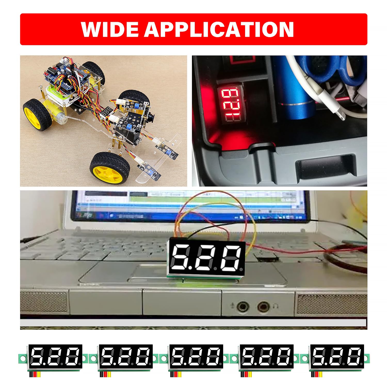 YIXISI Mini Voltmetro Digitale 0.28 Pollici 0-100V DC Tre Fili LED Display Bianco