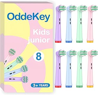 Kids Toothbrush Heads Compatible with Braun Oral B Pro Kids, Pro Junior Electric Toothbrush, Extra Soft Bristles for Gentle Care, Replacement Heads for Ages 3+ and 6-12, 8 Count