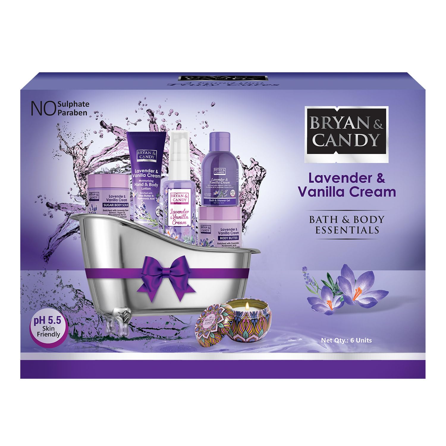 Bryan & Candy Lavender Bath Tub Kit Collection Women's Day Gift For Women, Complete Home Spa Experience|Ph5.5 Skin Friendly | Vegan-image-11
