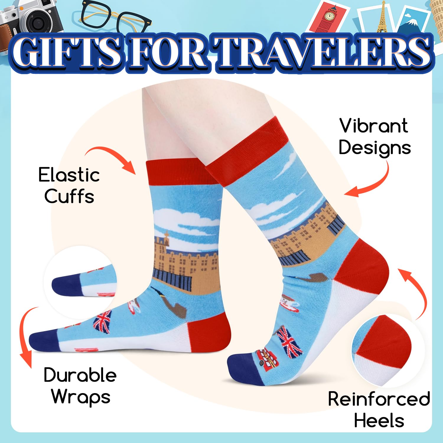 HAPPYPOP Travel Gifts for Women Men - Italy Paris London Socks Traveler Gifts