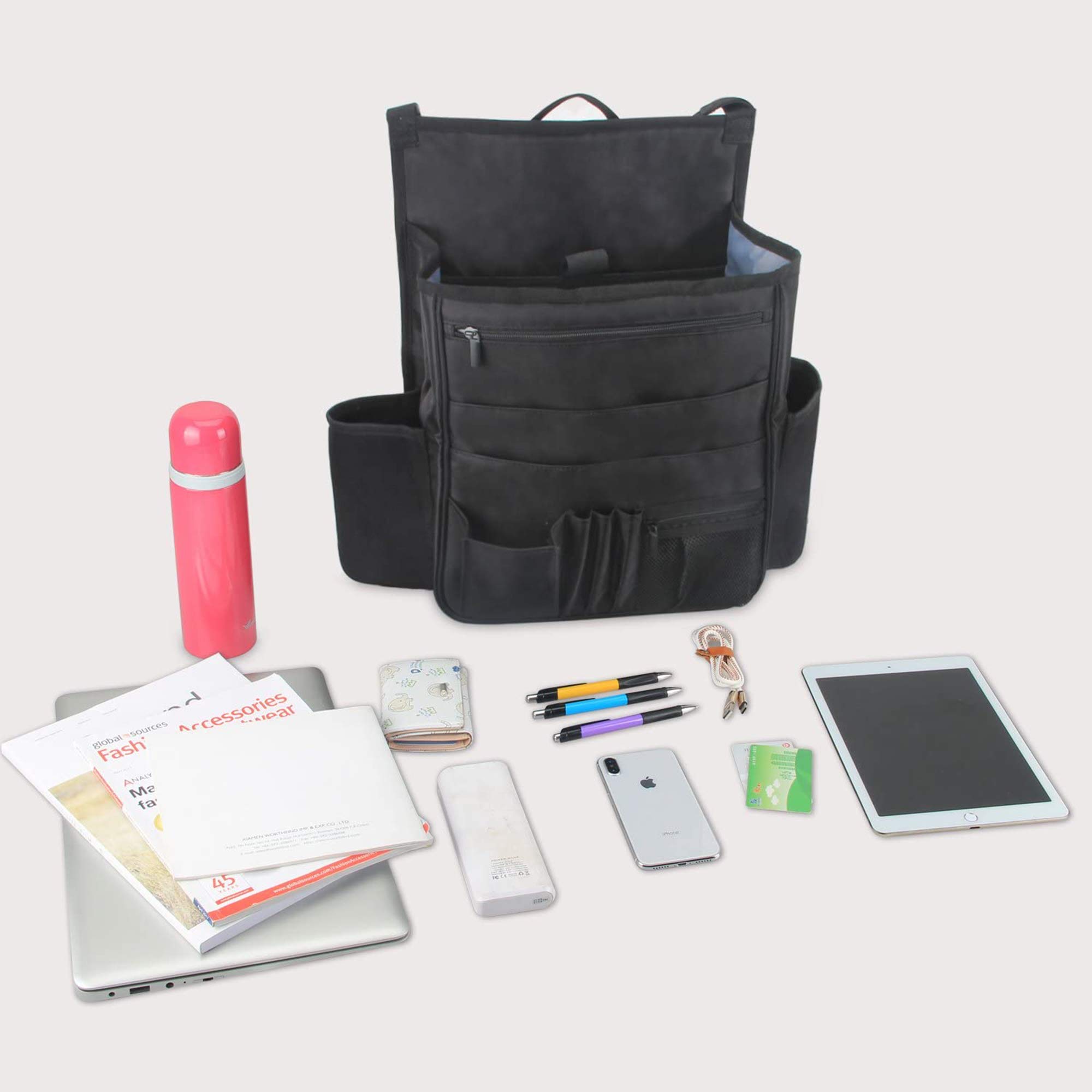 Luxja Organisateur de Siège de Voiture Avant, Noir | Organisateur de Siège de Voiture Avant avec Stockage d'Ordinateur Portable et de Tablette