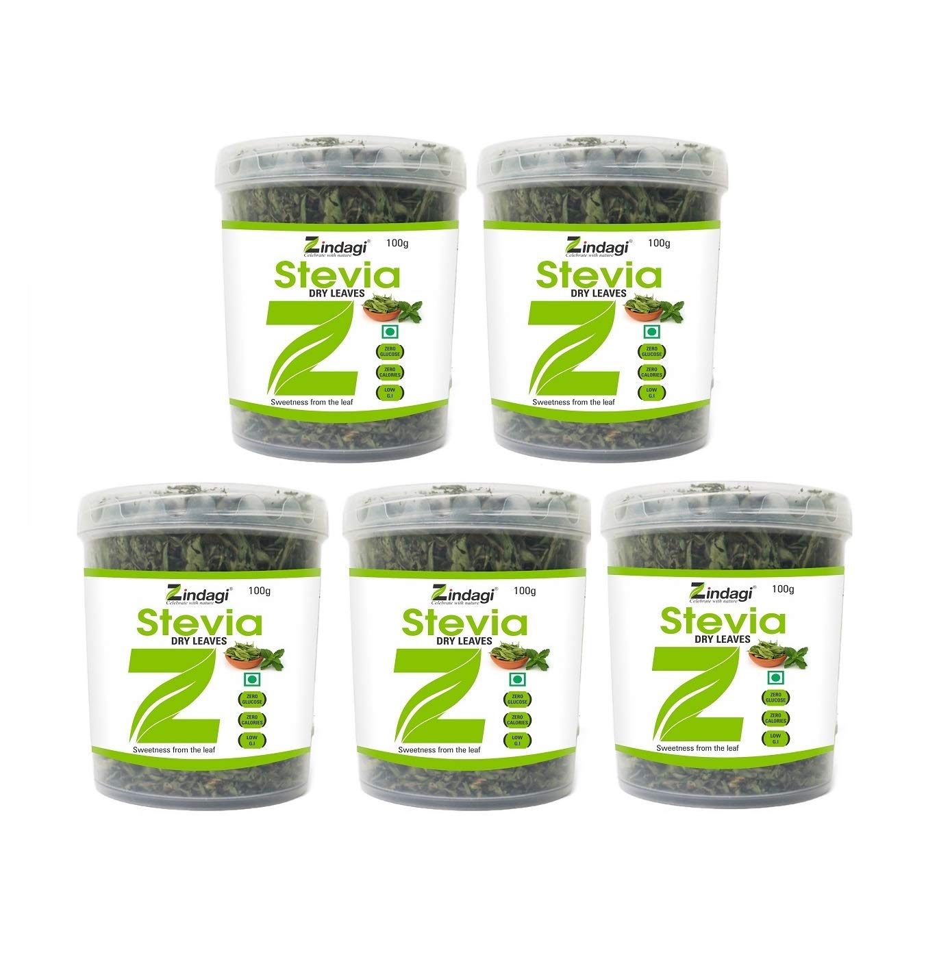 Zindagi Stevia Dry Leaves 100GM (Madhu Tulsi) Herbal Stevia Sugar Free - Natural Fat-Free Sweetener (Buy 4 Get 1 Free)