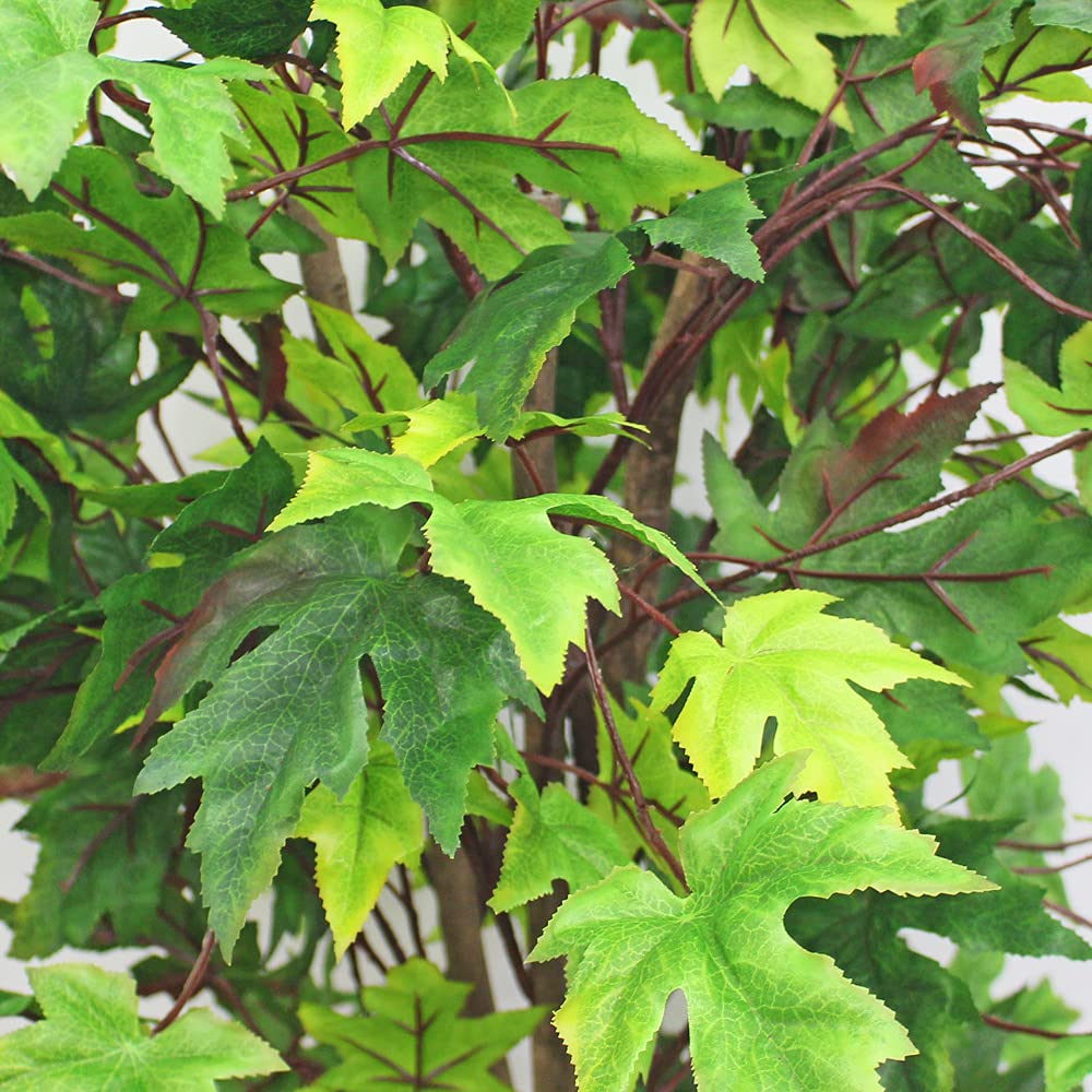 Decovego Acero Pianta Albero Artificiale Plastica 130cm con Legno Naturale