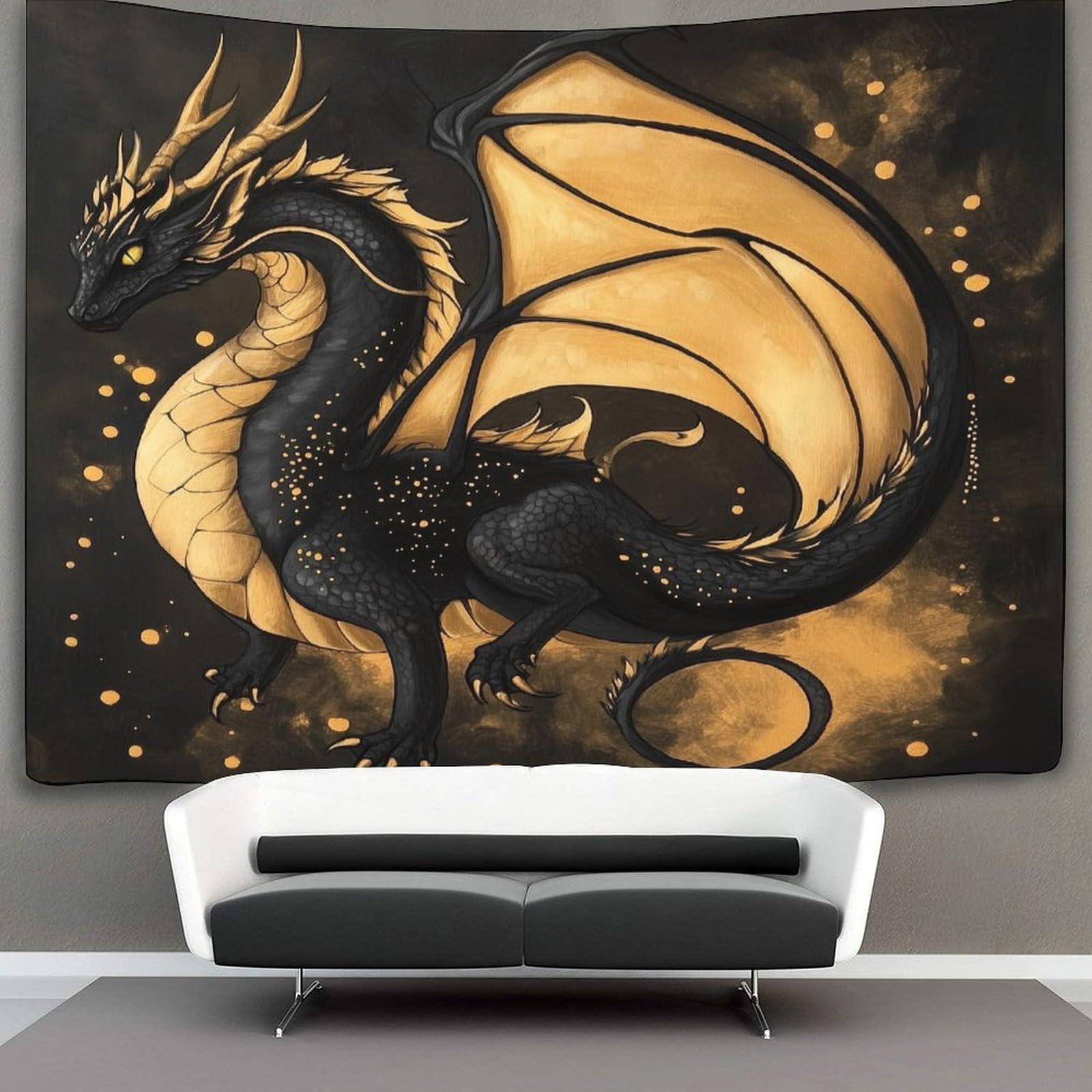 kaiyun Black And Gold Dragon Tapestry,Animals Tapestry for Wall Hanging,Tapestry for Bedroom Aesthetic Tapestry Home Decorationfor Living Roombedroom 100cmx150cm