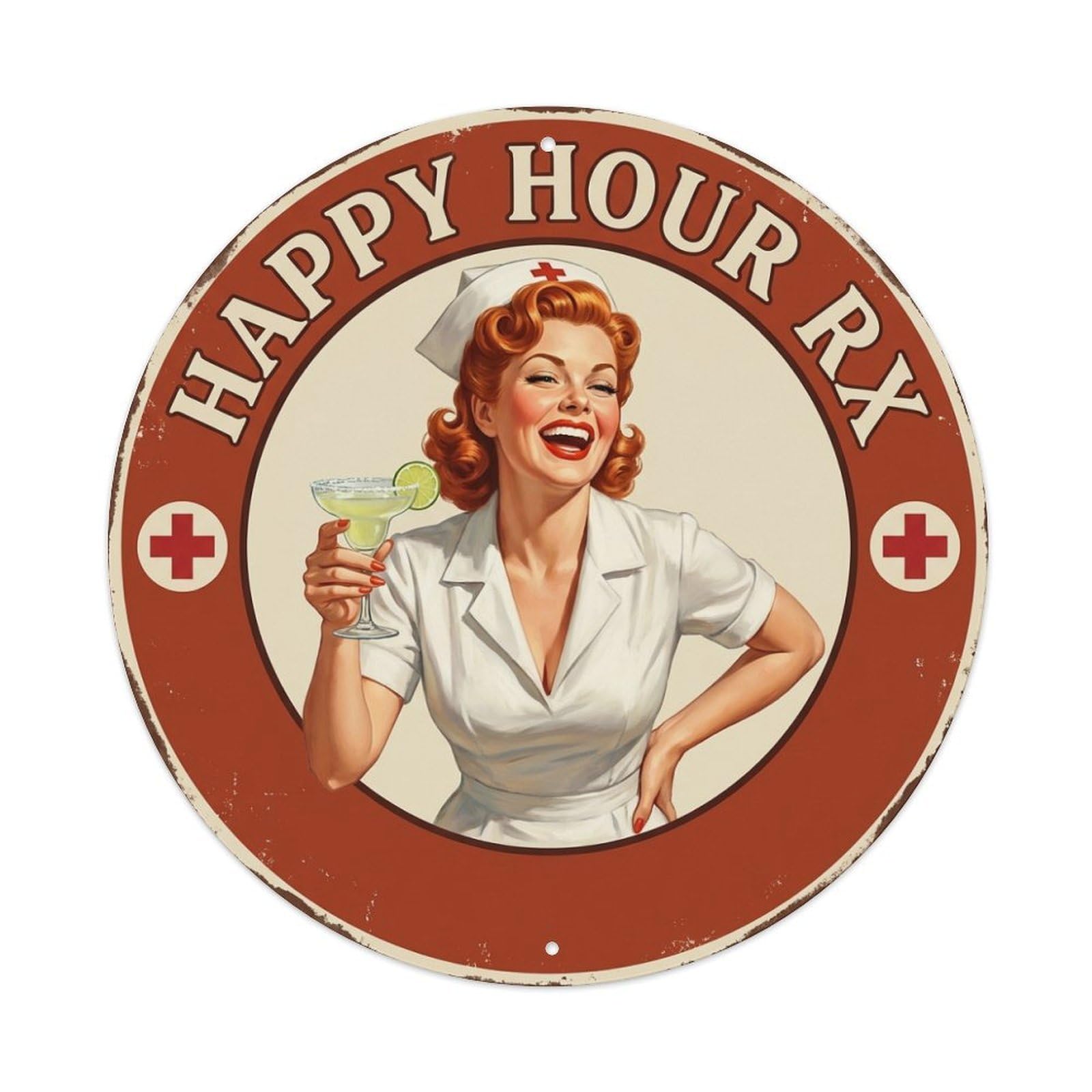 Happy Hour Rx Funny Quote Nurse Metal Tin Sign