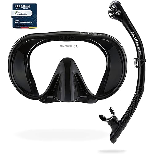 Cressi Adult Wide View Single Lens Comfortable Snorkeling Mask & Dry Snorkel - Musa & Scilla: Made in Italy