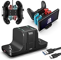 Vista 1 de Estación de carga de controlador mejorada para controlador Nintendo Switch Pro y Joy con, soporte de carga FANPL 6 en 1 para Switch y modelo OLED