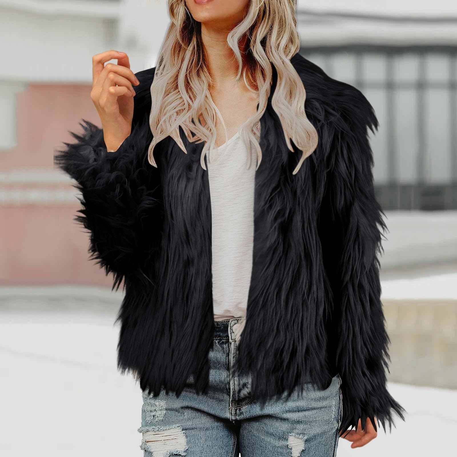 Manteau En Fausse Fourrure Pour Femme – Veste Chaude En Peluche