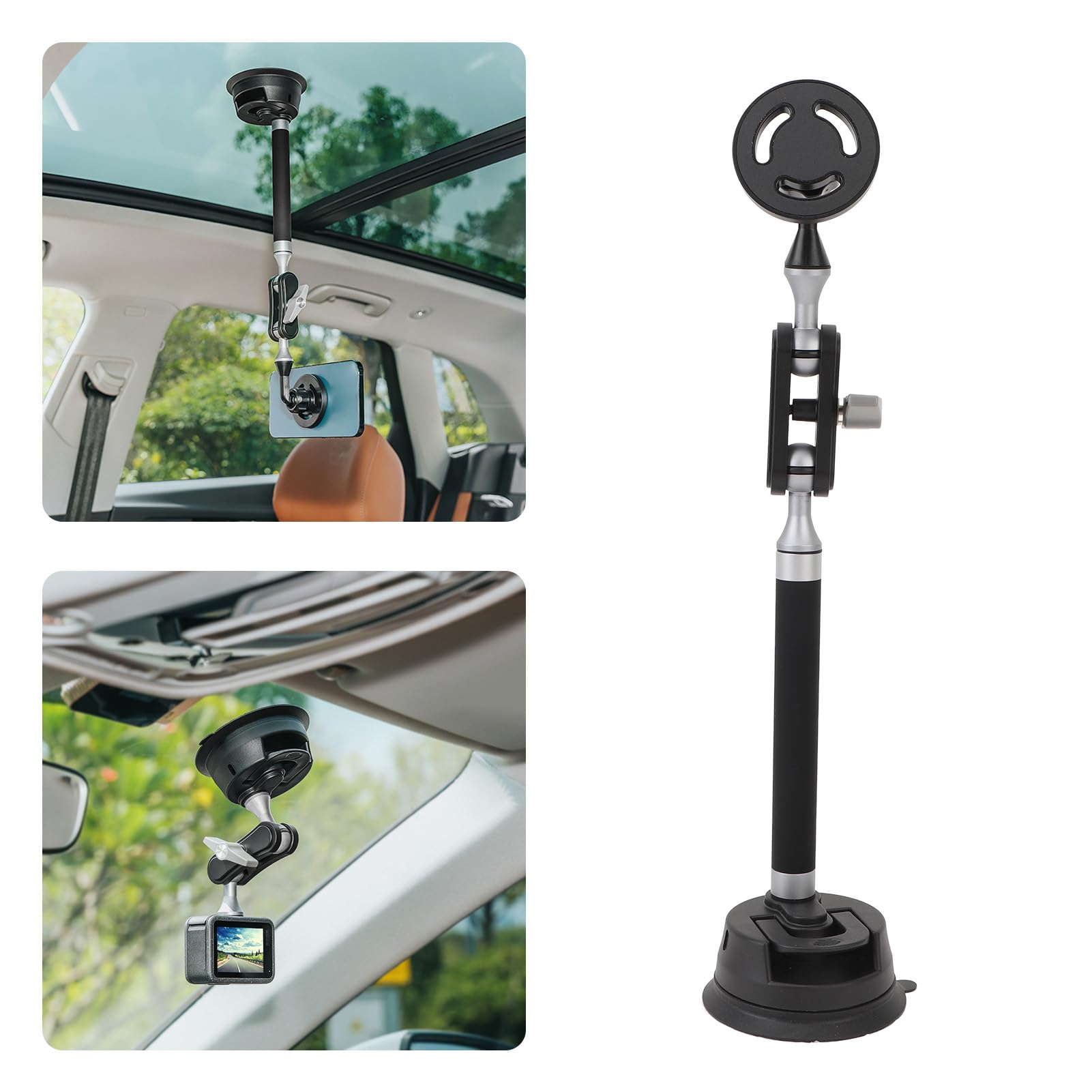 Supporto per Telefono per Auto Supporto a Ventosa Universale Forte e Potente per Parabrezza, Cruscotto, per Telefono a Ventosa per Carichi Pesanti Regolabile a 360° con Cuscinetto in Gel