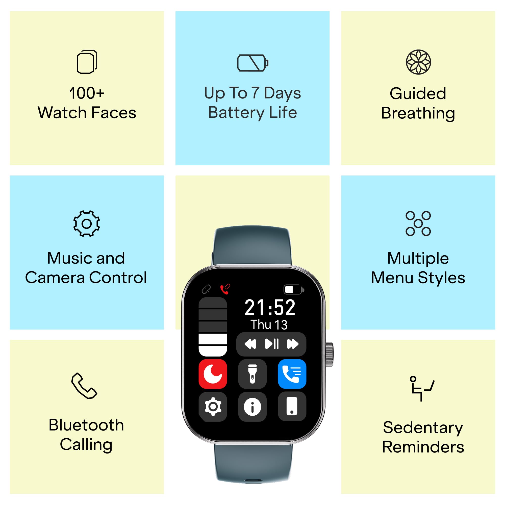 boAt Wave Sigma 3 Curv Smartwatch with 2.01” (5.33 cm) Immersive Curved Display, Metallic Finish, Functional Crown, BT Calling, Sleep, Stress, Heart Rate & SpO2 Monitoring, SOS, IP68 (Cyan Blue) — Amazon image 8