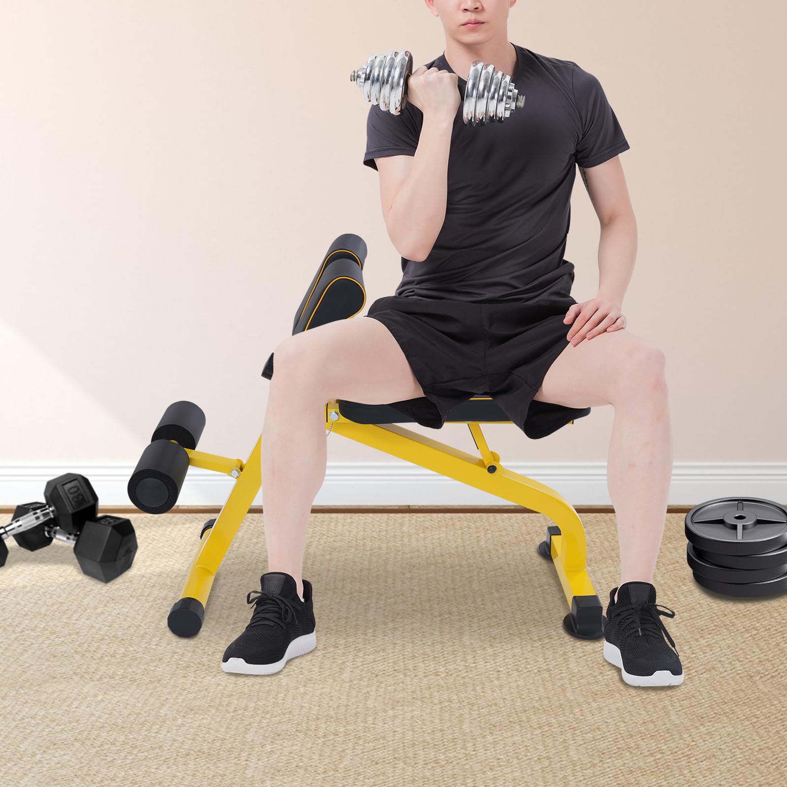 Sedia Romana Iperestensione Attrezzo per Allenamento Schiena Regolabile Multifunzionale Attrezzature per Addominali per Fitness Home Gym Casa