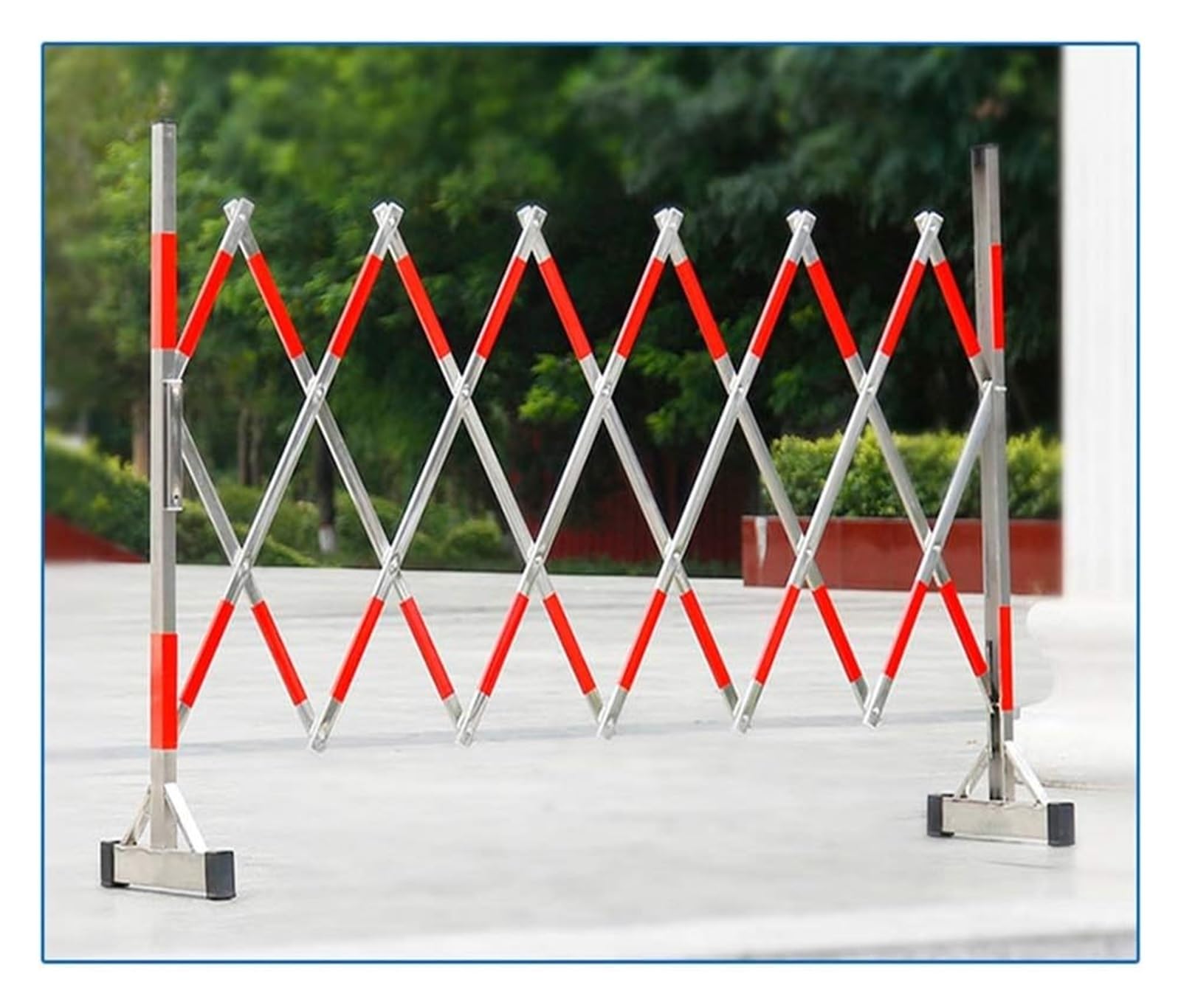 HCZKIUJY Expandable Barricade,Mobile Barrier Gate, Mobile Safety Barrier Gate Retractable Traffic Fence Stainless Steel Accordion (Red Silver 1x6m)