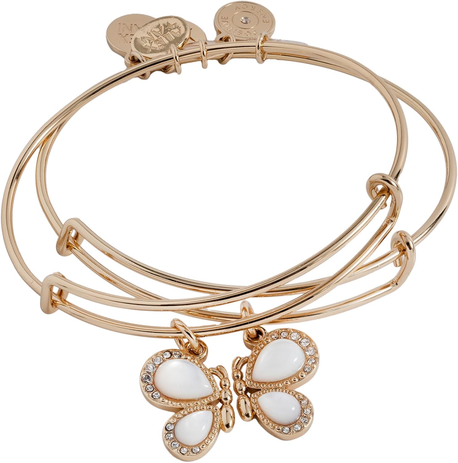 Alex and Ani Butterfly Mother of Pearl Huggie Hoop Earrings