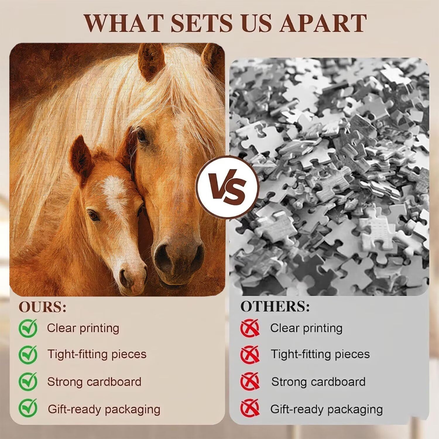 Puzzle 5000 Pezzi Classici, Puzzle Carino cavallo 156 x 105 cm, Gioco Educativo e Antistress in Legno con Poster Incluso, Ttività DIY per Famiglia, Regalo per Appassionati, Decor Parete Casa, f0-567