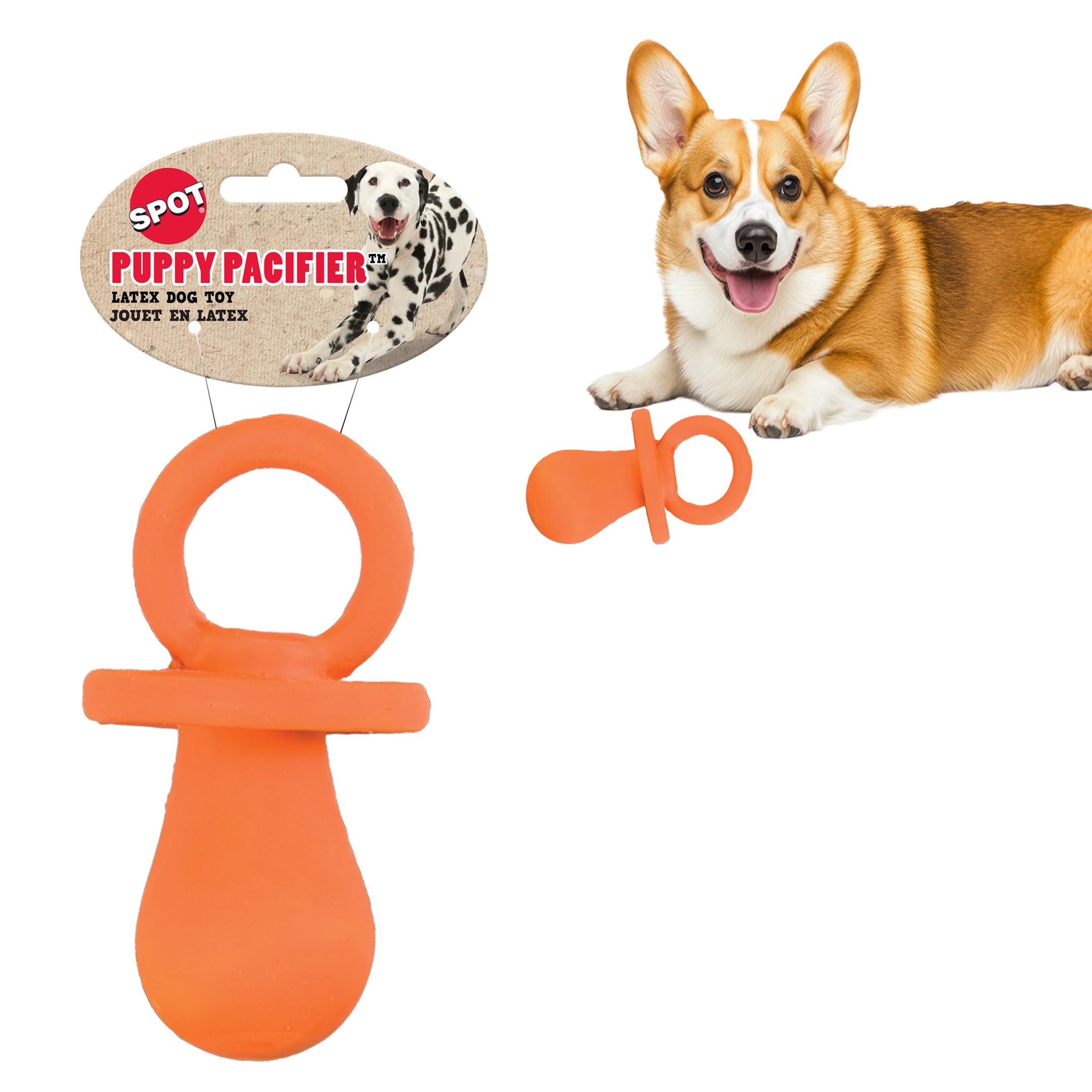 Puppy Pacifier Latex Dog Toy – Soft Binky-Shaped Chew for Teething Puppies & Small Dogs, 4.5 Inch, for Light Chewers Only, Squeaky Natural Latex, Assorted Colors