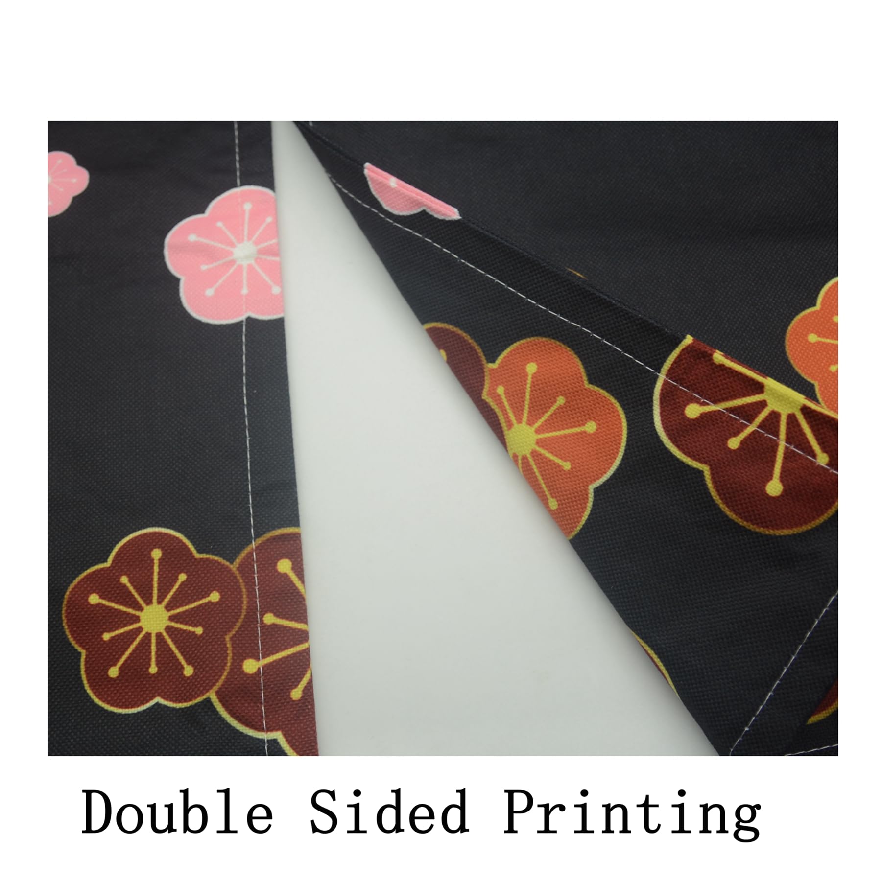LIGICKY Noren Doorway Curtain Japanese Style Thicken White Cranes Red Sun Gold Colourful Cherry Blossom Printed Window Treatment Door Tapestry for Home Decoration 33.5 x 47.5 inch - Image 2