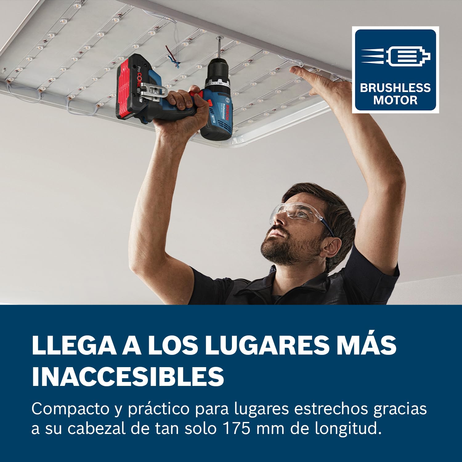 Bosch Professional 18V System atornillador a batería GSB 18V-65 (motor Brushless sin escobillas, longitud del cabezal 175, sin batería/cargador)