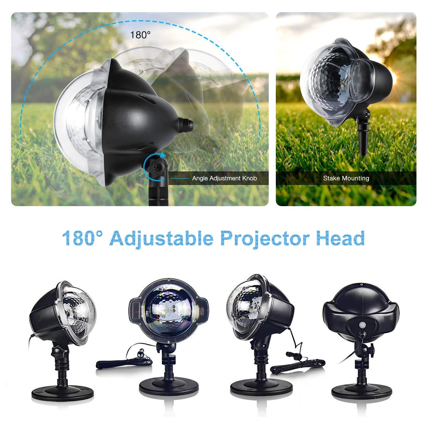 Proyector de luces navideñas, proyector de copos de nieve IP65 a prueba de agua Proyectores con temporizador remoto, proyector LED para exteriores en movimiento para fiestas festivas