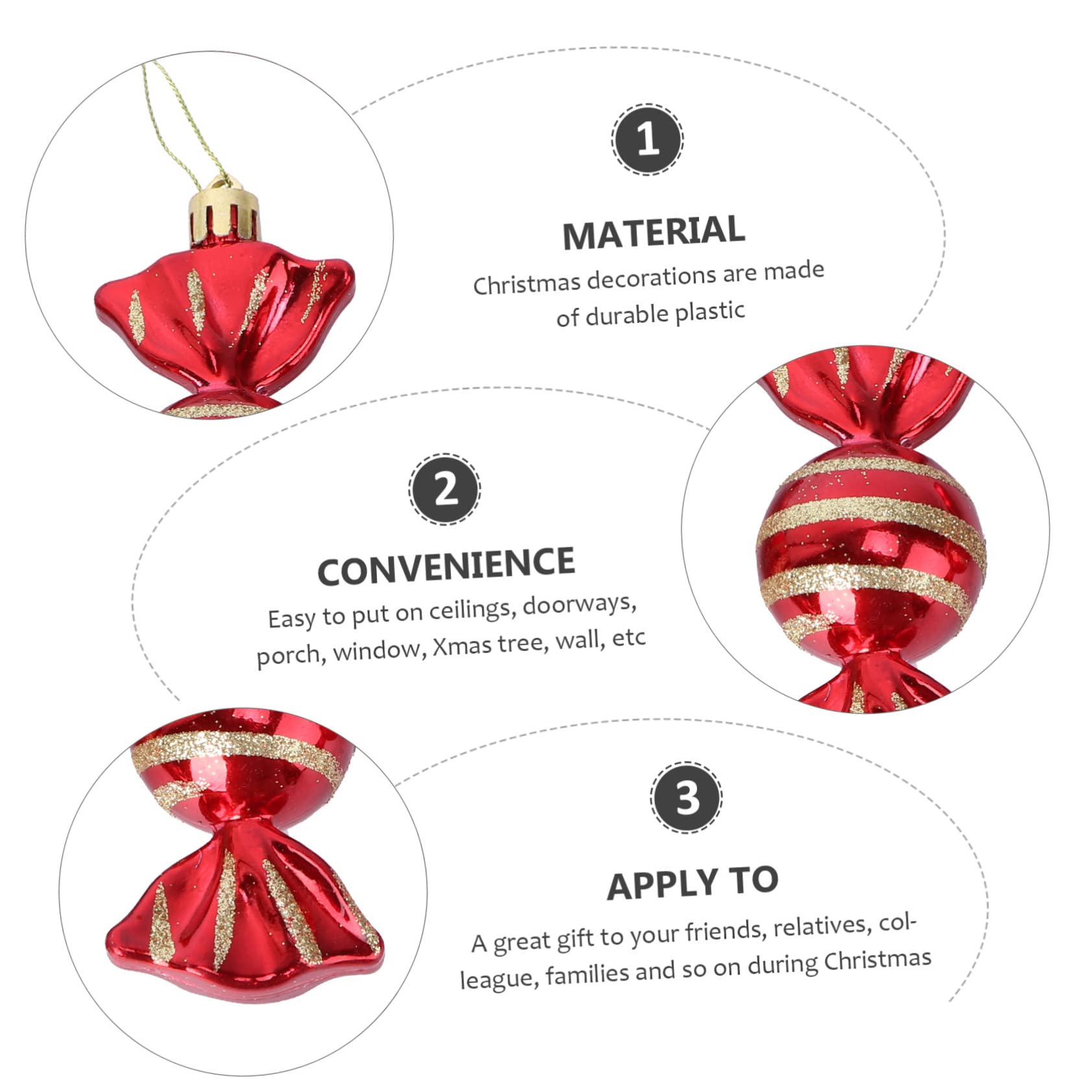 ifundom 24piezas Adornos Colgantes De Forma para Decoración Navideña Paquete para Árbol De Navidad y