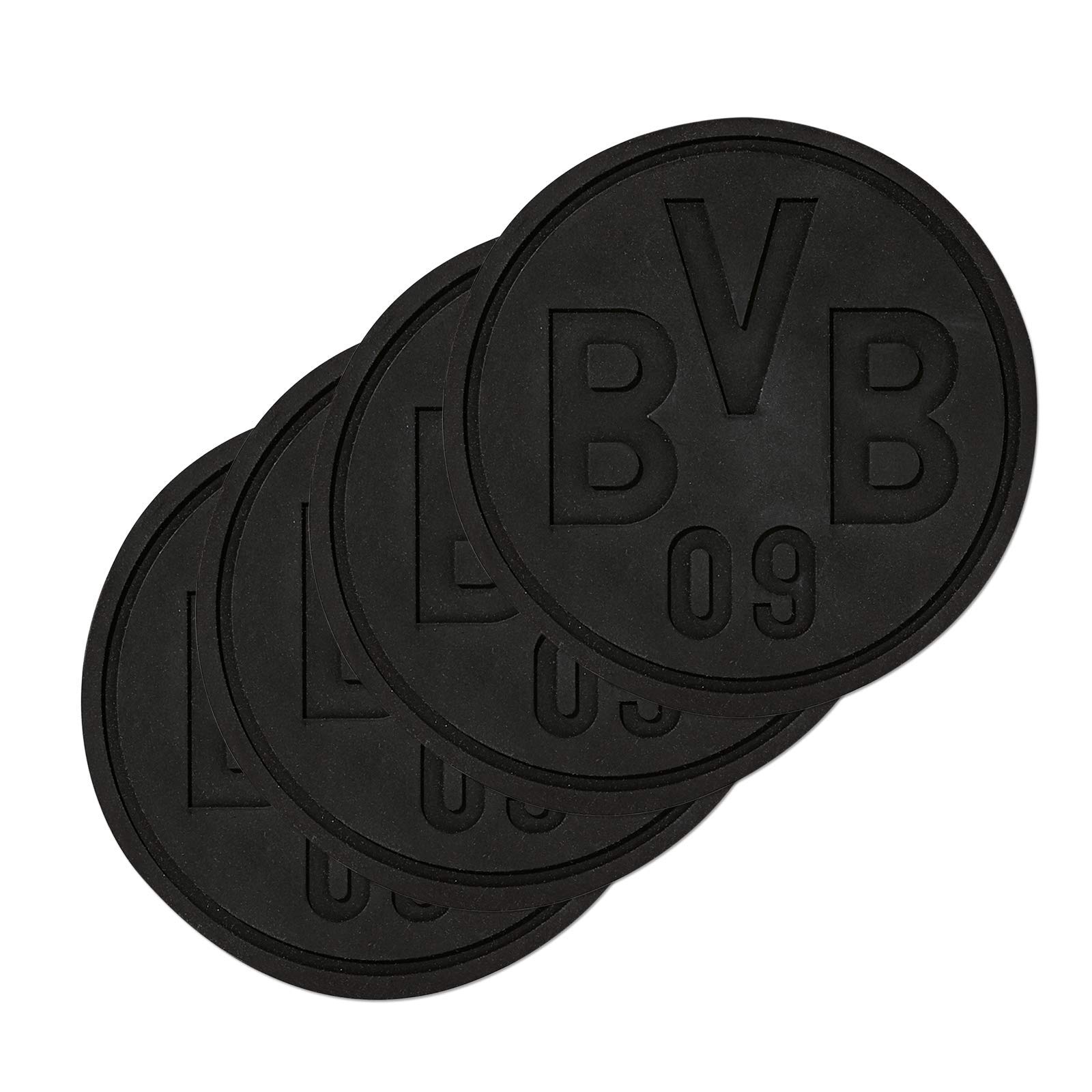 Borussia Dortmund Posavasos de silicona, Unisex, Negro/Amarillo, set de 2