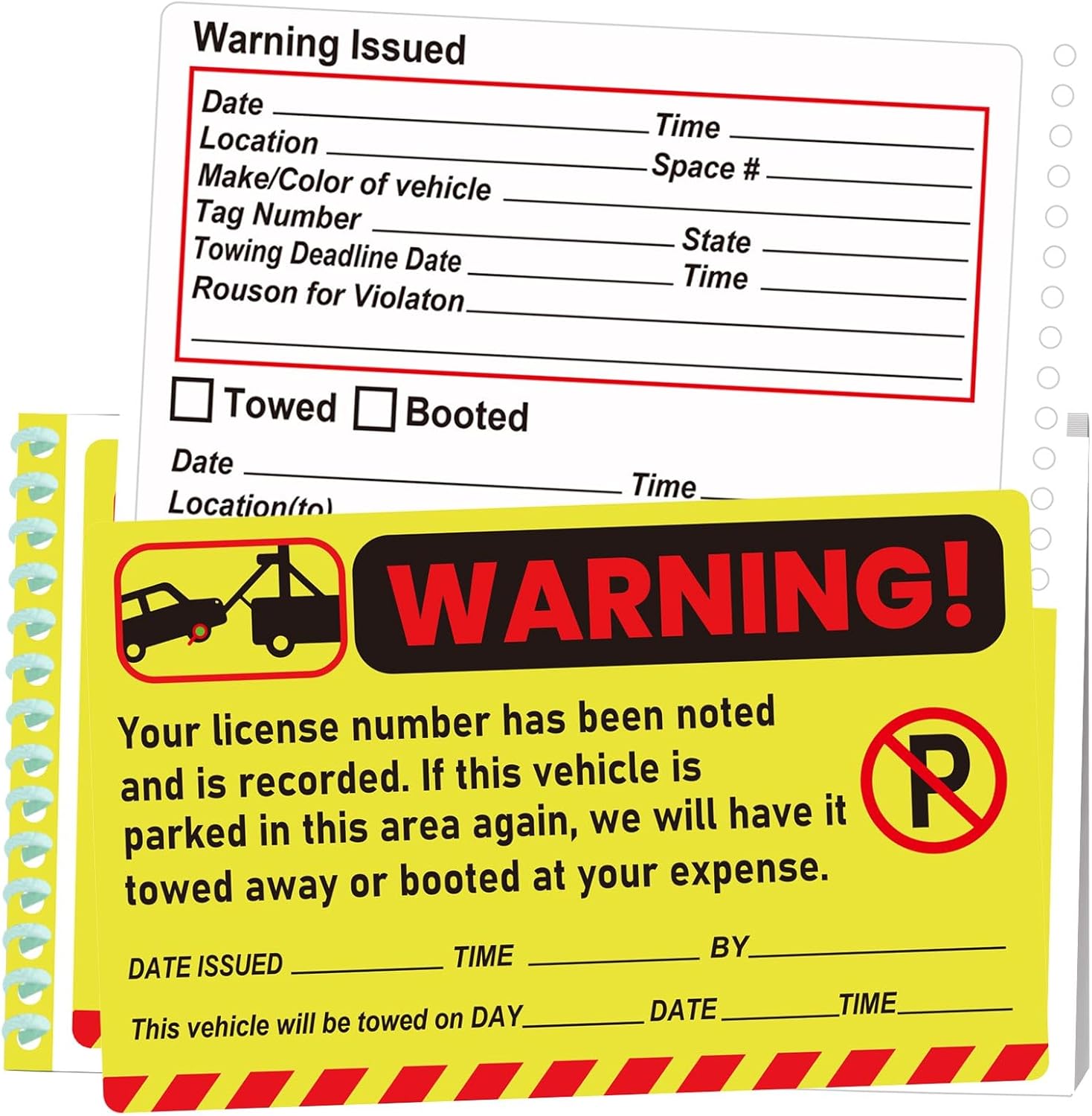 2-Part Perforated Numbered Parking Violation Ticket Carbonless Perforated Numbered Vehicle Illegally Parked Window Tag 4 x 8.5 Inch - Parking Violation for Car Window 50 Pack