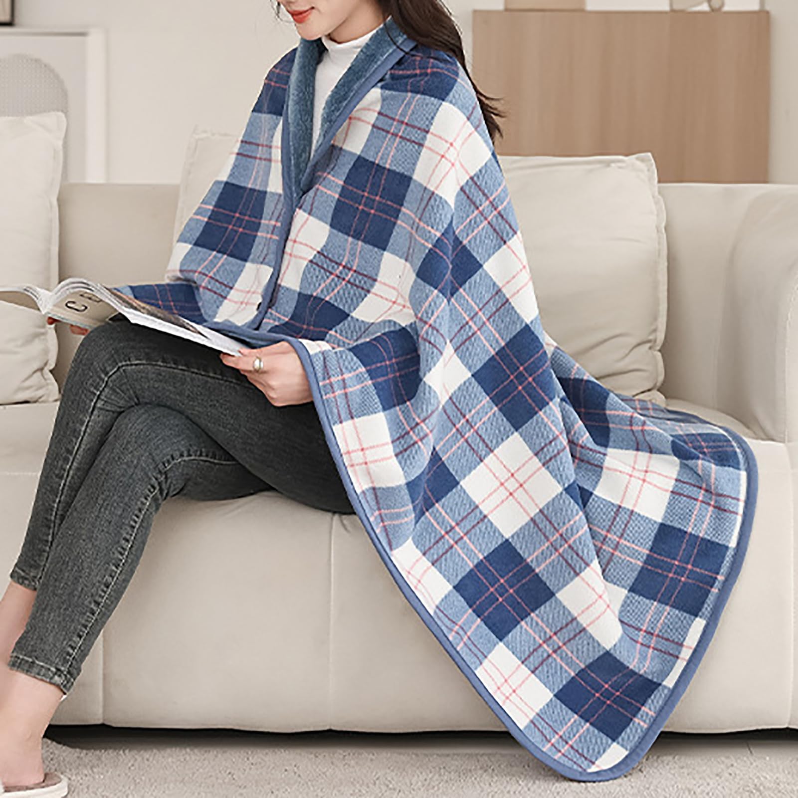Lekki koc ponczo ciepły polar do noszenia sofa narzuta na kolana owijka 81