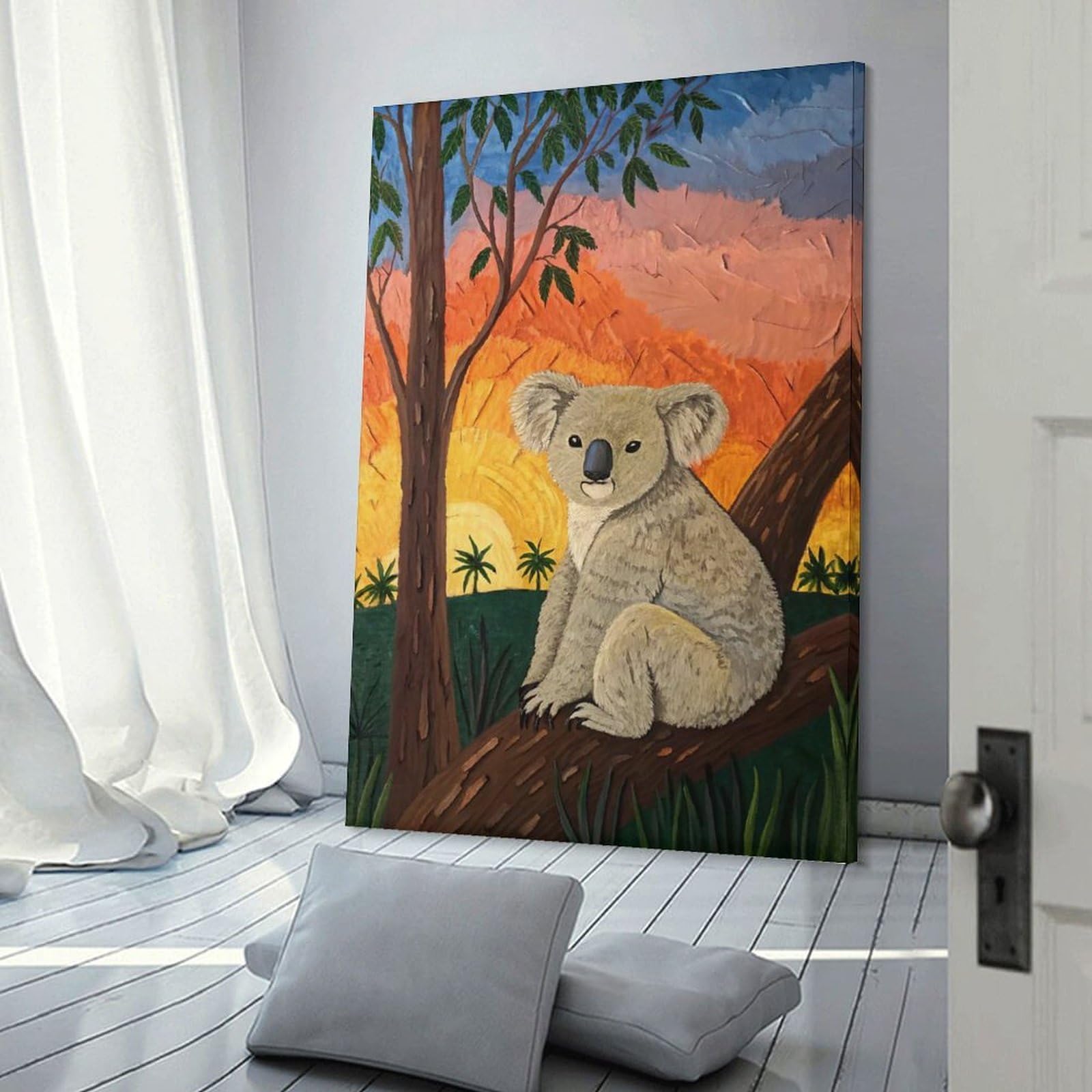 Junmoney Koala in A Sunset Landscape Room Decor Wall Art 24x36inch(60x90cm), for Entrance Spaces, Stair Walls Or Halls, A Neat Decor Update for Hallways