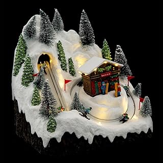 FEERIC LIGHTS & CHRISTMAS Pueblo de Navidad Alquiler de esquí Animado 19 LED + Transformador