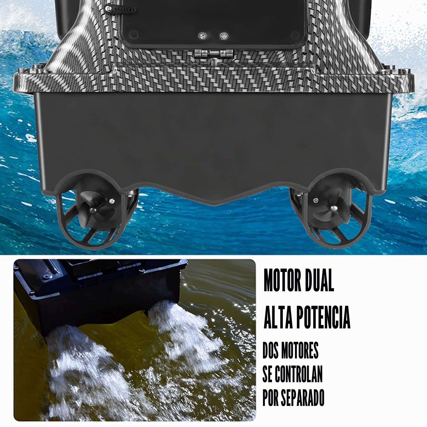 Posicionamiento De GPS RC Boat Pesca Inteligente Bait Boat RC Herramienta De Pesca En Barco,Carbon Fiber,12000Mah