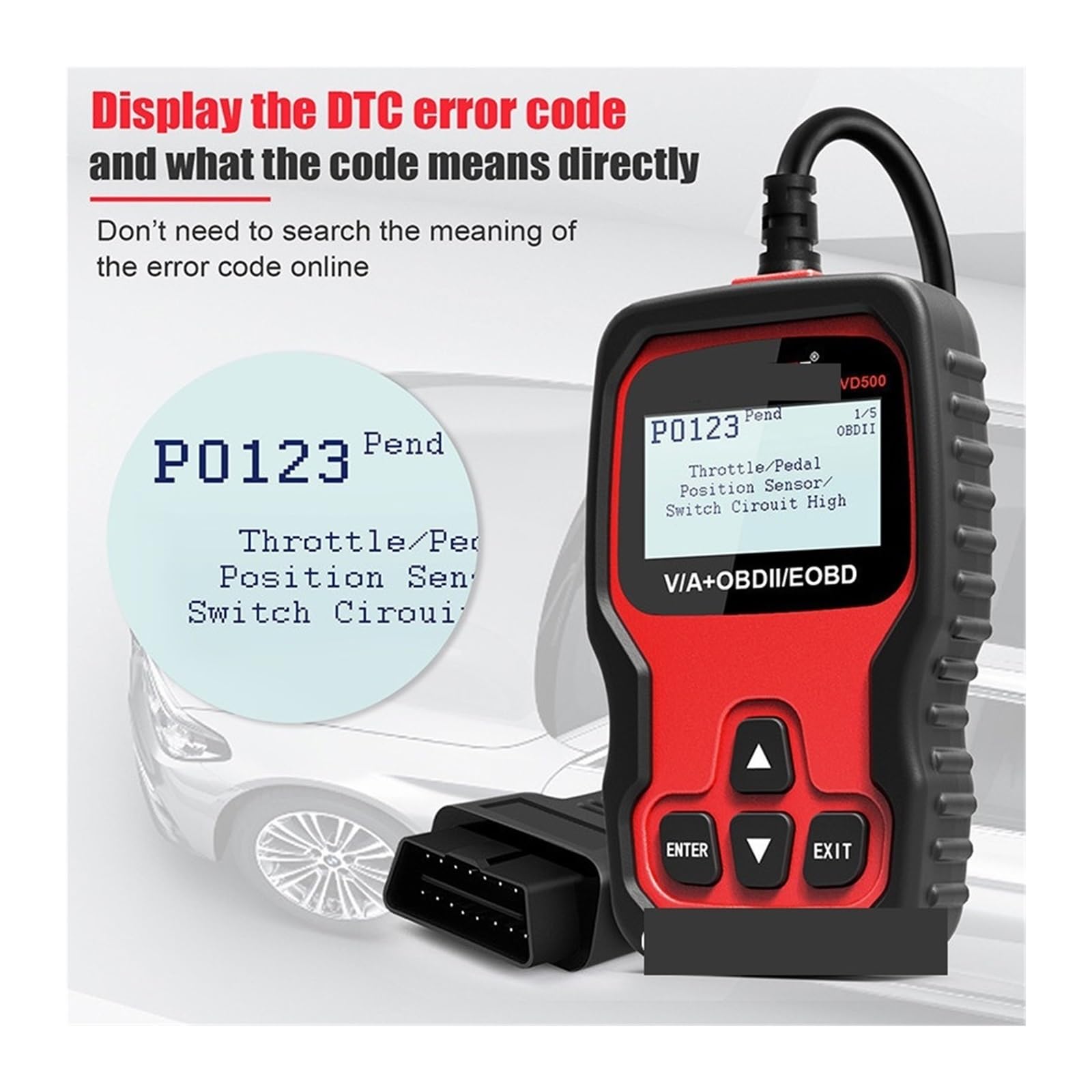 Skaner samochodowy VD500 OBD2 Pełny system Czytnik kodów Poduszka powietrzna Reset oleju Narzędzia diagnostyczne OBD,Przyjazny dla użytkownika