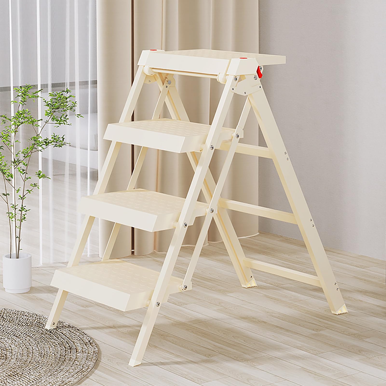Tabouret multifonction pliable 3 en 1, échelle portable de 4 marches